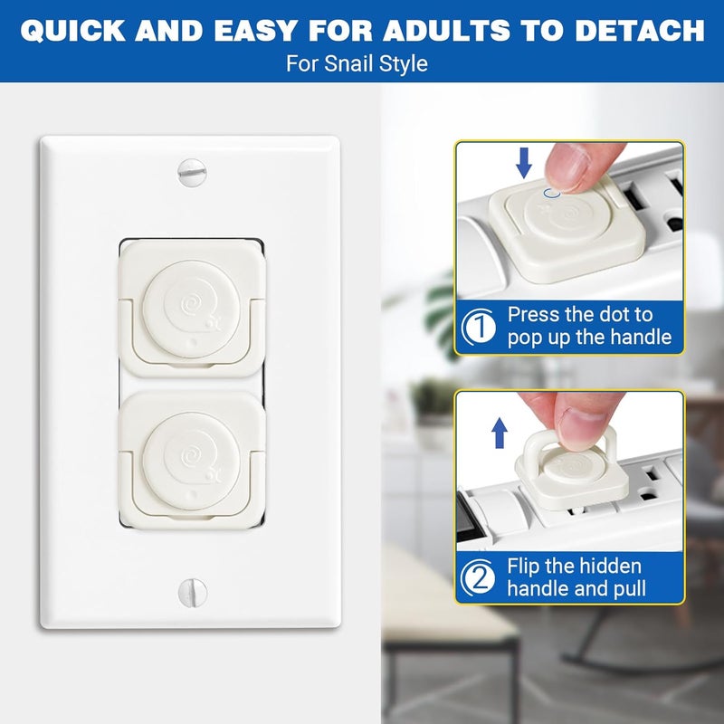 CharmFields Store Outlet Covers Baby Proofing, 48 Pack Child Proof Plug Socket Covers Electric Plug Protectors Safety Caps with Hidden Pull Handle, for US 3-Prong, Snail - Image 5